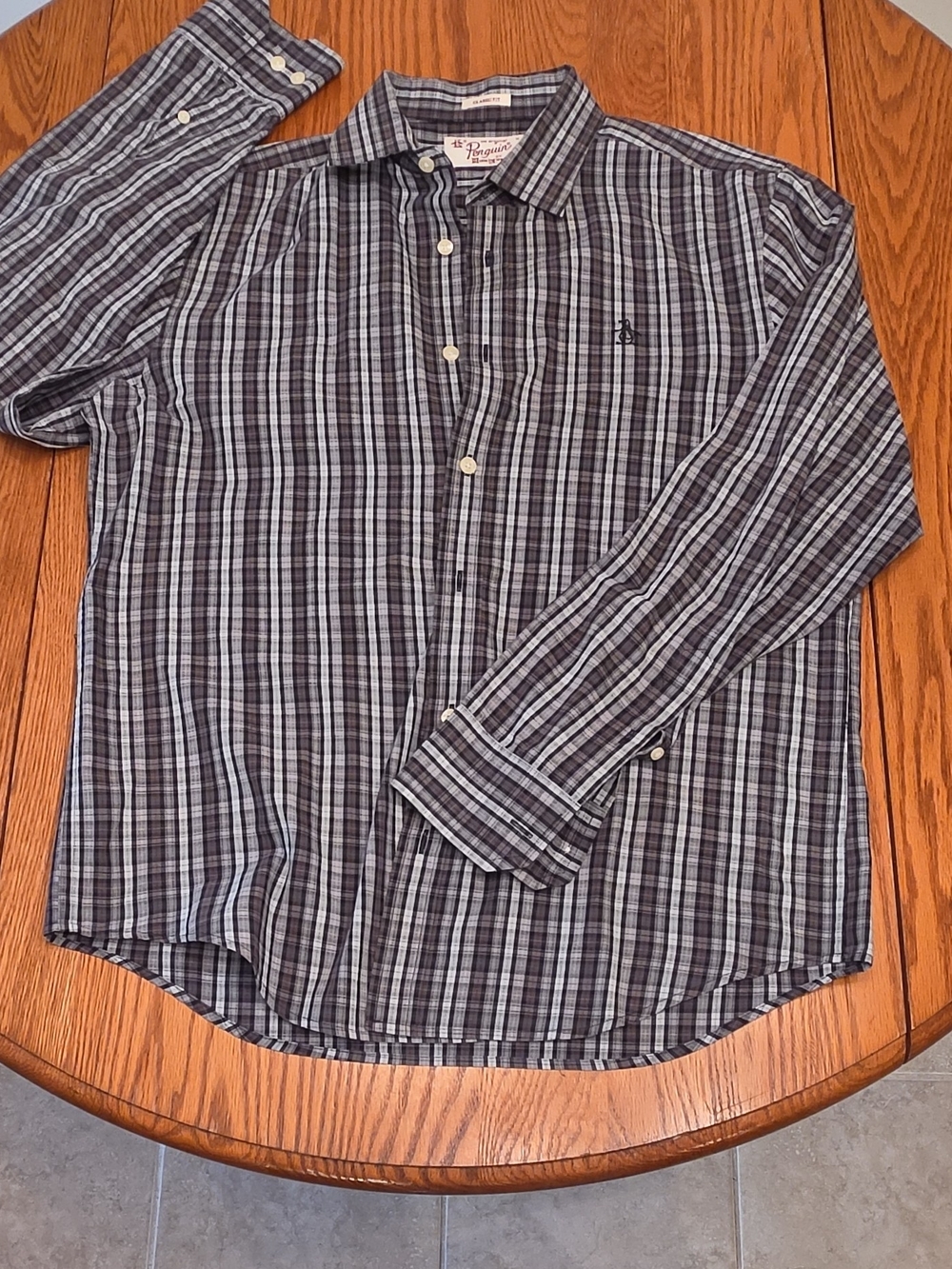 Original Penguin Blue and Gray Plaid Button-Down Shirt